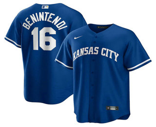 Men's Kansas City Royals #16 Andrew Benintendi Blue Cool Base Stitched MLB Jersey