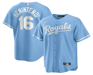 Men's Kansas City Royals #16 Andrew Benintendi Light Blue Cool Base Stitched MLB Jersey