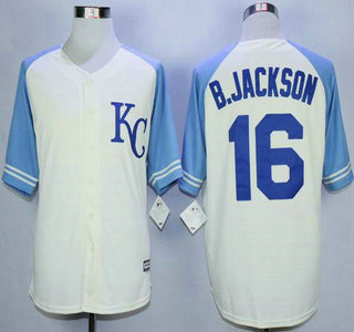 Men's Kansas City Royals #16 Bo Jackson Cream Exclusive Vintage Jersey