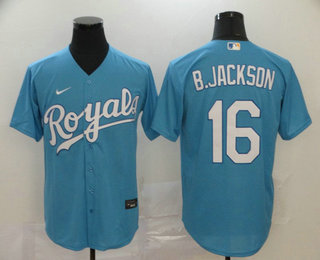 Men's Kansas City Royals #16 Bo Jackson Light Blue Stitched MLB Cool Base Nike Jersey