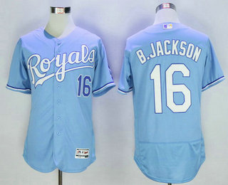 Men's Kansas City Royals #16 Bo Jackson Retired Light Blue 2016 Flexbase Majestic Baseball Jersey