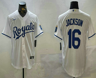 Men's Kansas City Royals #16 Bo Jackson White Stitched Cool Base Nike Jersey