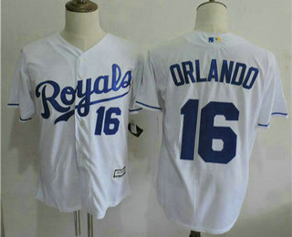 Men's Kansas City Royals #16 Paulo Orlando Home White Cool Base Baseball Jersey