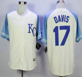 Men's Kansas City Royals #17 Wade Davis Cream Exclusive Vintage Jersey