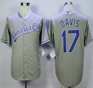 Men's Kansas City Royals #17 Wade Davis Gray Road 2015 MLB Cool Base Jersey