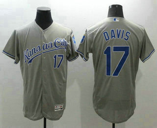 Men's Kansas City Royals #17 Wade Davis Gray Road 2016 Flexbase Majestic Baseball Jersey