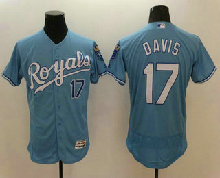 Men's Kansas City Royals #17 Wade Davis Light Blue 2016 Flexbase Majestic Baseball Jersey