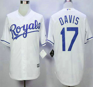 Men's Kansas City Royals #17 Wade Davis White New Cool Base Jersey