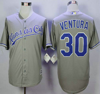 Men's Kansas City Royals #30 Yordano Ventura 2015 New Grey Cool Base Jersey