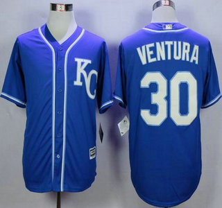 Men's Kansas City Royals #30 Yordano Ventura Alternate Blue KC 2015 MLB Cool Base Jersey