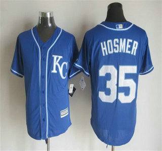 Men's Kansas City Royals #35 Eric Hosmer Alternate Blue KC 2015 MLB Cool Base Jersey