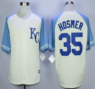 Men's Kansas City Royals #35 Eric Hosmer Cream Exclusive Vintage Jersey