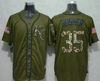 Men's Kansas City Royals #35 Eric Hosmer Green Salute to Service Jersey