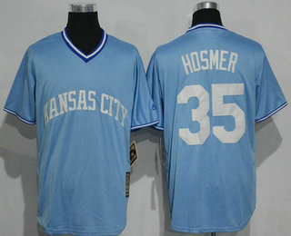 Men's Kansas City Royals #35 Eric Hosmer Light Blue Pullover Majestic Cool Base Cooperstown Collection Jersey