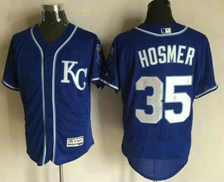 Men's Kansas City Royals #35 Eric Hosmer Navy Blue KC 2016 Flexbase Majestic Baseball Jersey