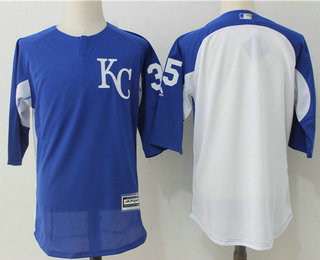 Men's Kansas City Royals #35 Eric Hosmer Royal Blue White Collection On-Field 3 4 Sleeve Stitched MLB Majestic Batting Practice Jersey