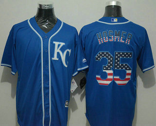 Men's Kansas City Royals #35 Eric Hosmer USA Flag Fashion Blue New Cool Base Jersey