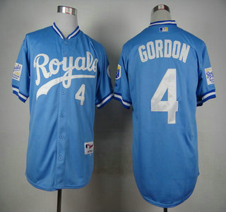 Men's Kansas City Royals #4 Alex Gordon 1985 Turn Back The Clock Blue Jersey