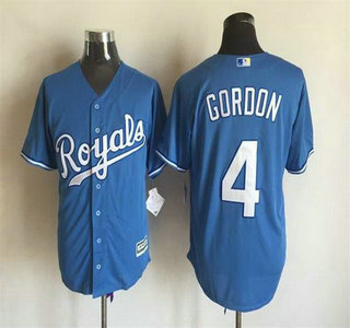 Men's Kansas City Royals #4 Alex Gordon Alternate Light Blue 2015 MLB Cool Base Jersey