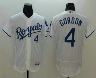 Men's Kansas City Royals #4 Alex Gordon White 2016 Flexbase Majestic Baseball Jersey