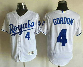 Men's Kansas City Royals #4 Alex Gordon White Flexbase 2016 MLB Player Jersey