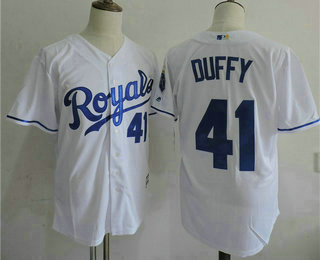 Men's Kansas City Royals #41 Danny Duffy Home White Cool Base Baseball Jersey