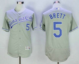 Men's Kansas City Royals #5 George Brett Retired Gray Road 2016 Flexbase Majestic Baseball Jersey