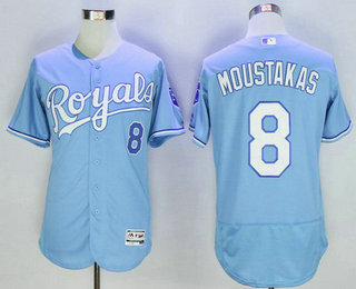 Men's Kansas City Royals #8 Mike Moustakas Light Blue 2016 Flexbase Majestic Baseball Jersey