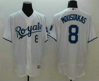 Men's Kansas City Royals #8 Mike Moustakas White 2016 Flexbase Majestic Baseball Jersey