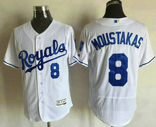 Men's Kansas City Royals #8 Mike Moustakas White Flexbase 2016 MLB Player Jersey