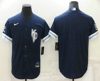 Men's Kansas City Royals Blank 2022 Navy Blue City Connect Cool Base Stitched Jersey