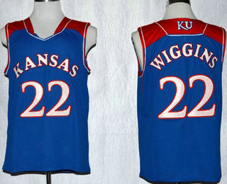 Men's Kansas Jayhawks #22 Andrew Wiggins Royal Blue College Basketball adidas Swingman Stitched NCAA Jersey