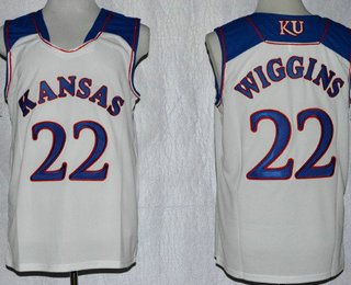 Men's Kansas Jayhawks #22 Andrew Wiggins White College Basketball adidas Swingman Stitched NCAA Jersey