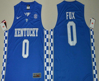 Men's Kentucky Wildcats #0 De'Aaron Fox Royal Blue College Basketball 2017 Nike Swingman Stitched NCAA Jersey