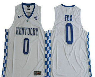 Men's Kentucky Wildcats #0 De'Aaron Fox White College Basketball 2017 Nike Swingman Stitched NCAA Jersey