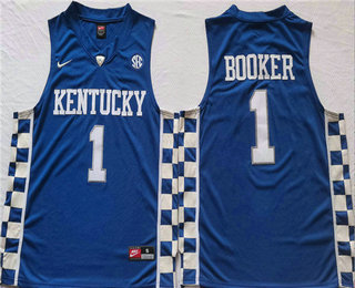 Men's Kentucky Wildcats #1 Devin Booker Blue College Basketball Jersey
