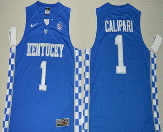 Men's Kentucky Wildcats #1 John Calipari Royal Blue College Basketball 2017 Nike Swingman Stitched NCAA Jersey