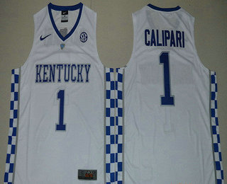 Men's Kentucky Wildcats #1 John Calipari White College Basketball 2017 Nike Swingman Stitched NCAA Jersey