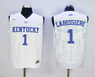 Men's Kentucky Wildcats #1 Skal Labissiere White College Basketball Stitched NCAA 2016 Nike Swingman Jersey