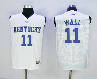 Men's Kentucky Wildcats #11 John Wall White College Basketball 2016 Nike Swingman Stitched NCAA Jersey