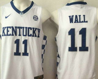 Men's Kentucky Wildcats #11 John Wall White College Basketball 2017 Nike Swingman Stitched NCAA Jersey