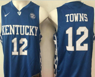 Men's Kentucky Wildcats #12 Karl-Anthony Towns Royal Blue College Basketball 2017 Nike Swingman Stitched NCAA Jersey
