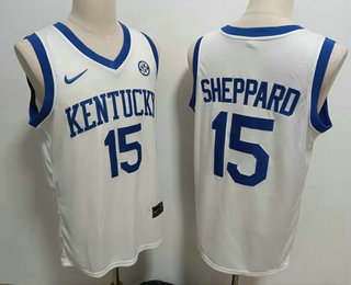 Men's Kentucky Wildcats #15 Reed Sheppard White College Basketball Jersey