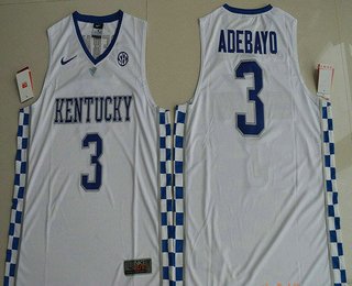 Men's Kentucky Wildcats #3 Edrice Adebayo White College Basketball 2017 Nike Swingman Stitched NCAA Jersey