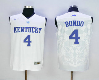 Men's Kentucky Wildcats #4 Rajon Rondo White College Basketball Stitched NCAA 2016 Nike Swingman Jersey