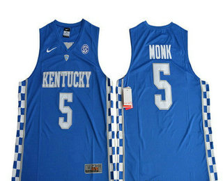 Men's Kentucky Wildcats #5 Malik Monk Royal Blue College Basketball 2017 Nike Swingman Stitched NCAA Jersey