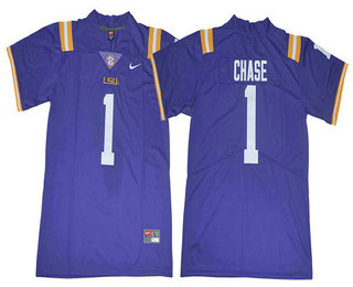 Men's LSU Tigers #1 Ja'Marr Chase Purple 2017 Vapor Untouchable Stitched Nike NCAA Jersey