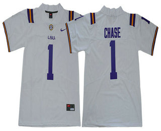 Men's LSU Tigers #1 Ja'Marr Chase White 2017 Vapor Untouchable Stitched Nike NCAA Jersey