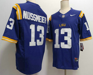 Men's LSU Tigers #13 Garrett Nussmeier Purple FUSE College Stitched Jersey