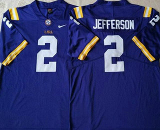 Men's LSU Tigers #2 Justin Jefferson Purple College Football Jersey